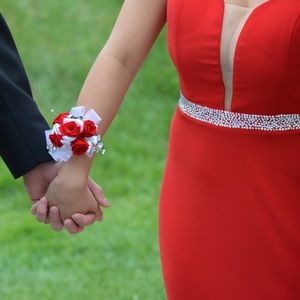 Red simple prom dress